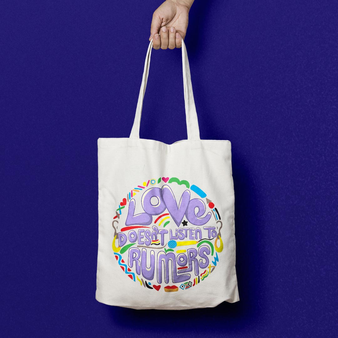 canvas tote bag with love design
