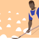 worker fetching sand with a shovel