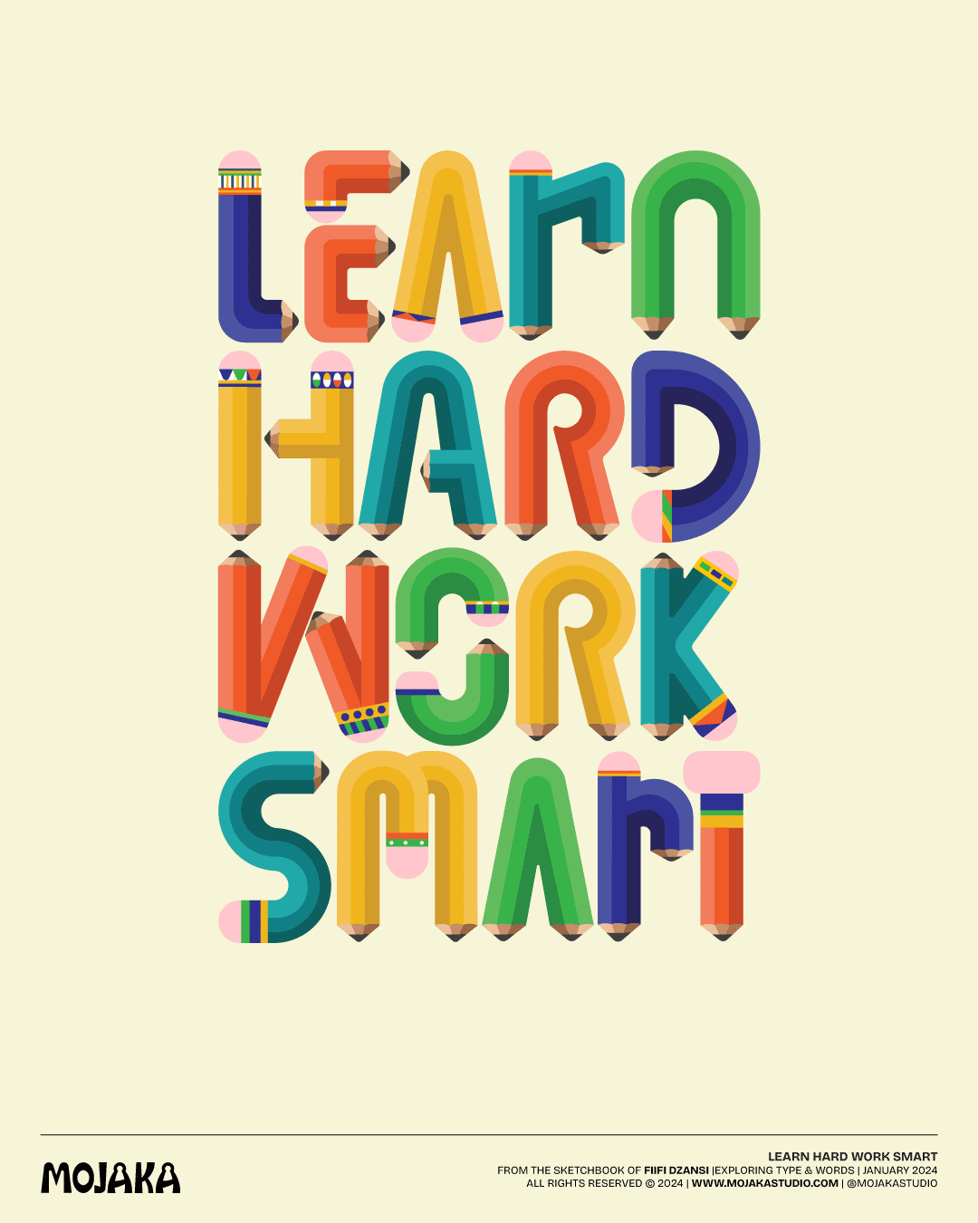 Learn hard, work smart type design in colour.