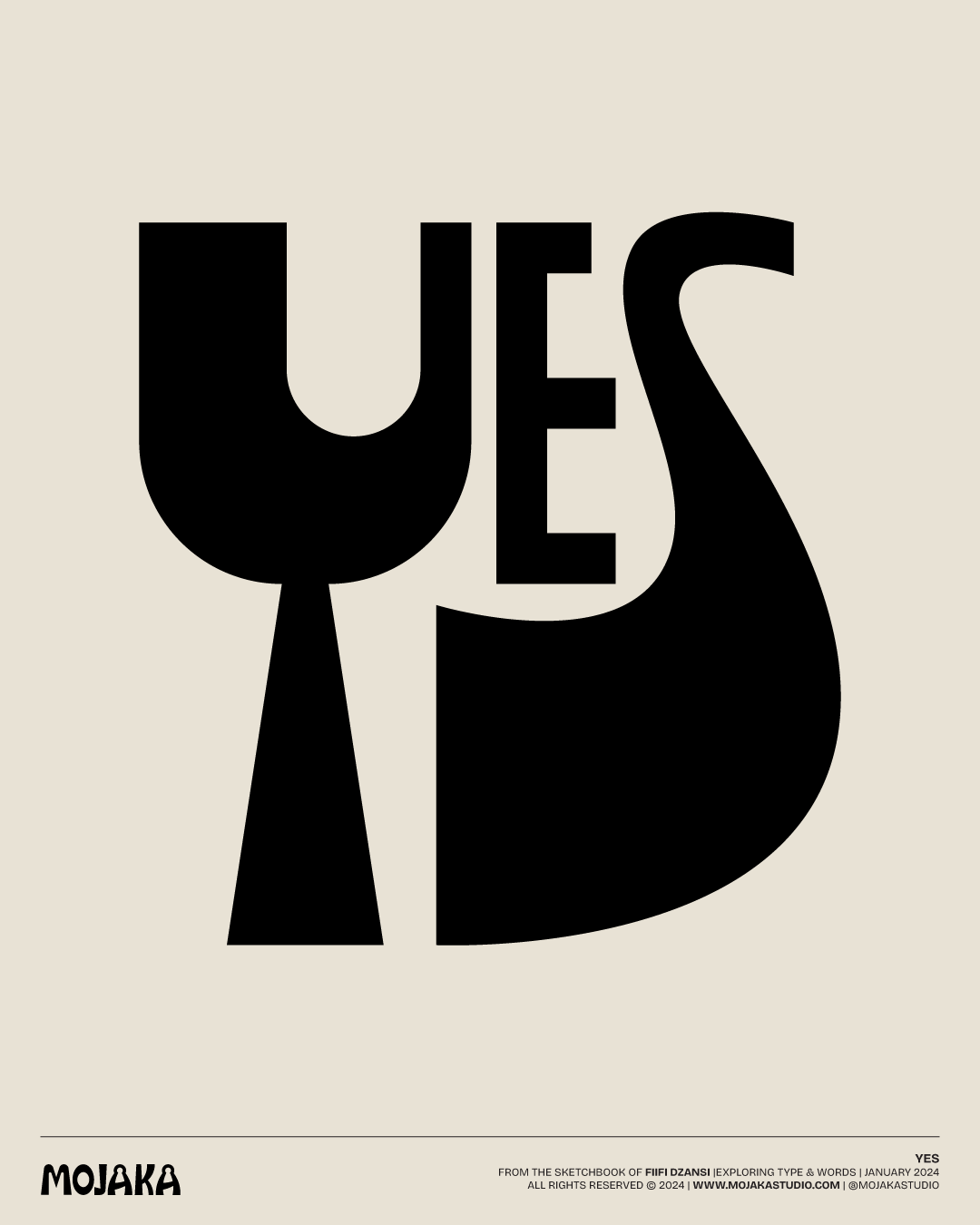 Yes type design in black.