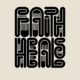 Faith heals type design with patterns of comb in the empty spaces in black